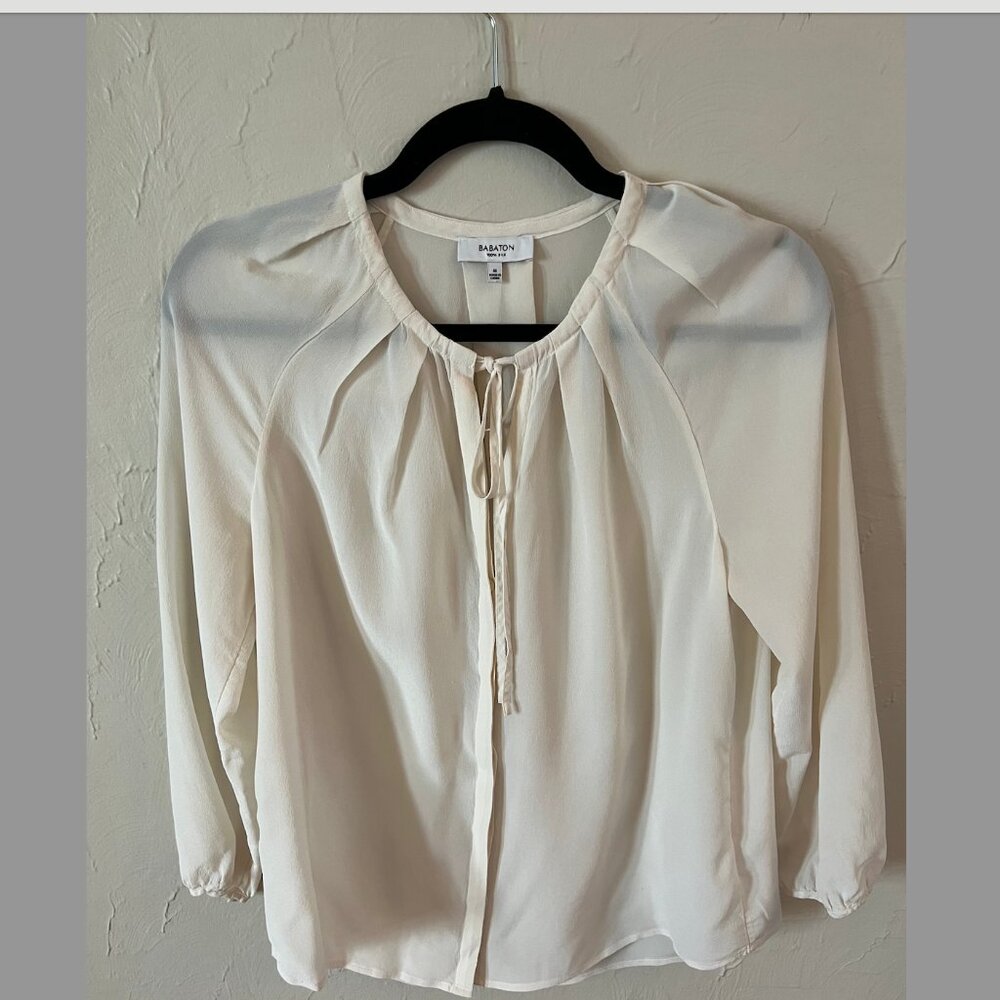 Babaton 100% Silk Cream Blouse, M